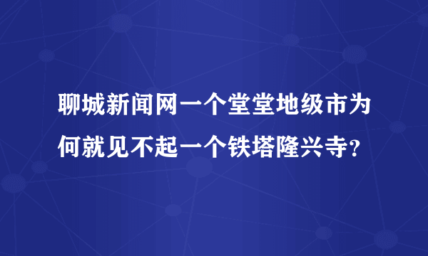 聊城新闻网一个堂堂地级市为何就见不起一个铁塔隆兴寺？