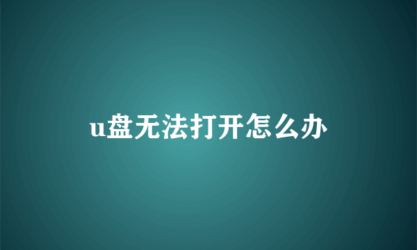 u盘无法打开怎么办