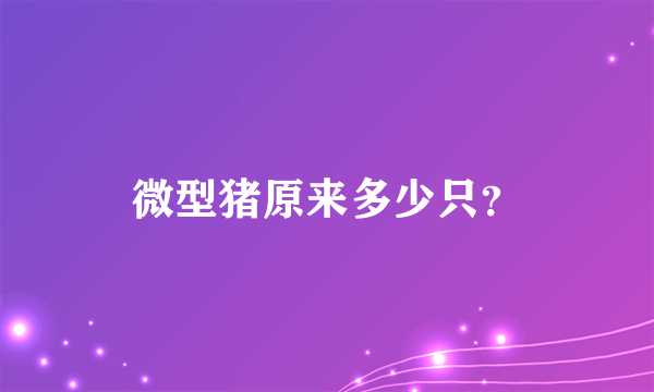 微型猪原来多少只？