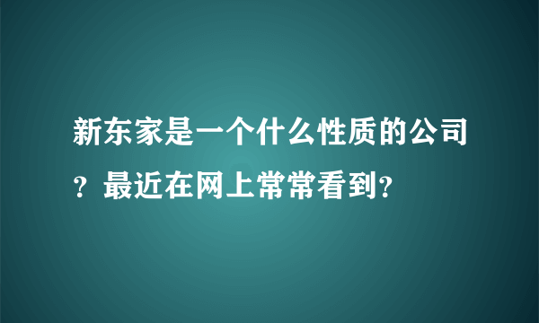 新东家是一个什么性质的公司？最近在网上常常看到？