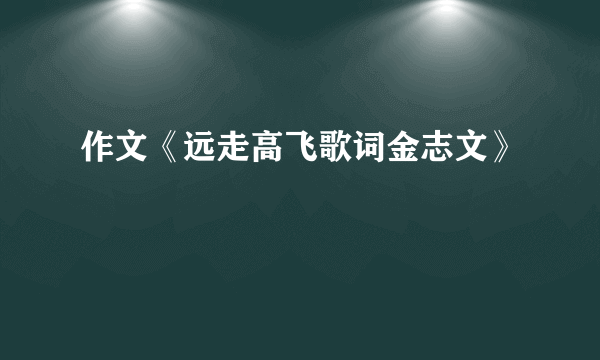 作文《远走高飞歌词金志文》