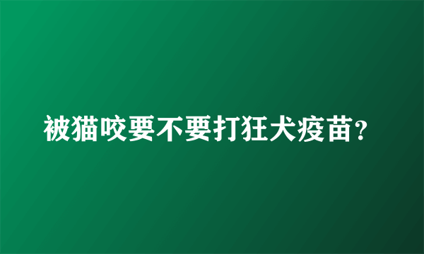 被猫咬要不要打狂犬疫苗？