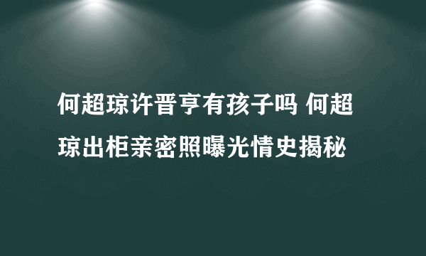 何超琼许晋亨有孩子吗 何超琼出柜亲密照曝光情史揭秘