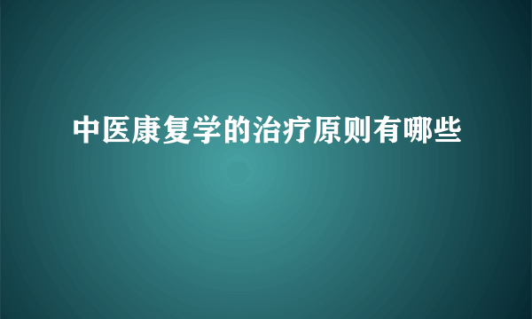 中医康复学的治疗原则有哪些