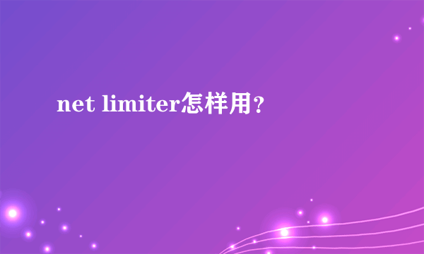 net limiter怎样用？