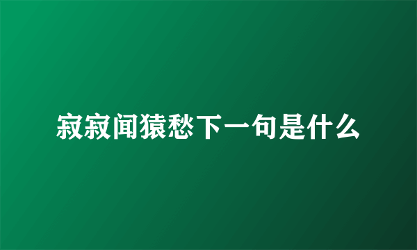 寂寂闻猿愁下一句是什么