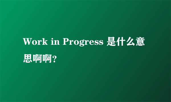 Work in Progress 是什么意思啊啊？