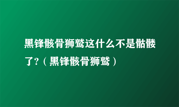 黑锋骸骨狮鹫这什么不是骷髅了?（黑锋骸骨狮鹫）