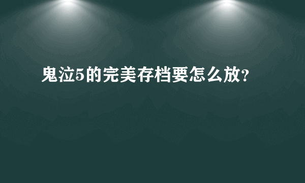 鬼泣5的完美存档要怎么放？