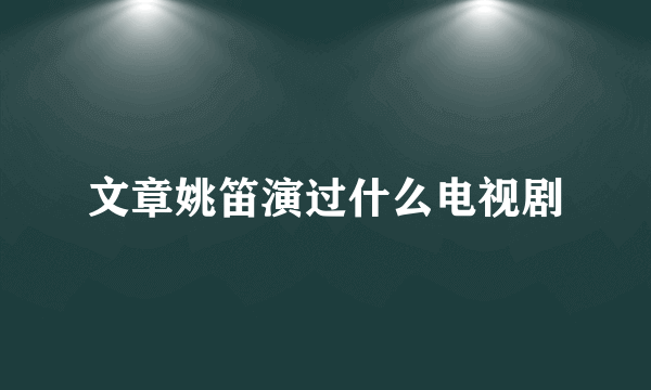 文章姚笛演过什么电视剧