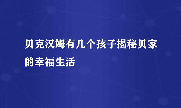 贝克汉姆有几个孩子揭秘贝家的幸福生活