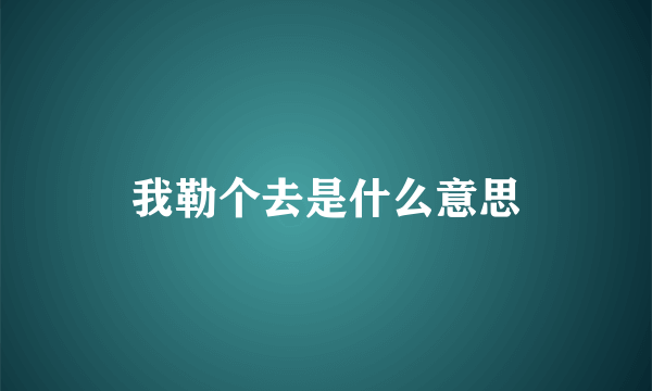 我勒个去是什么意思