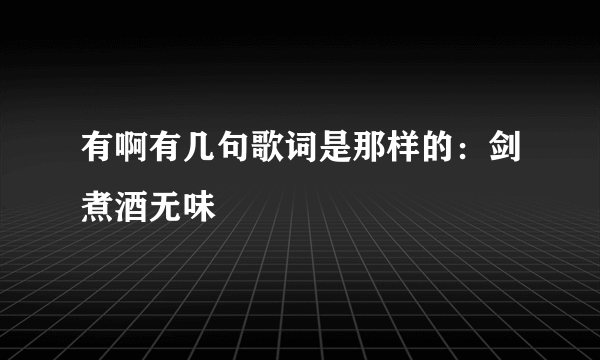 有啊有几句歌词是那样的：剑煮酒无味