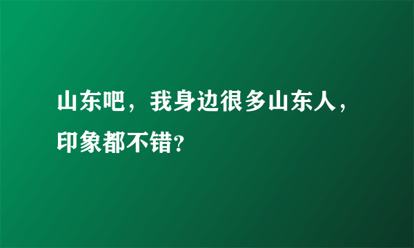 山东吧，我身边很多山东人，印象都不错？