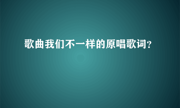 歌曲我们不一样的原唱歌词？