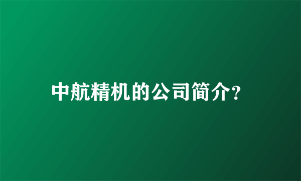 中航精机的公司简介？