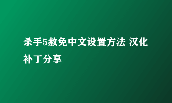 杀手5赦免中文设置方法 汉化补丁分享