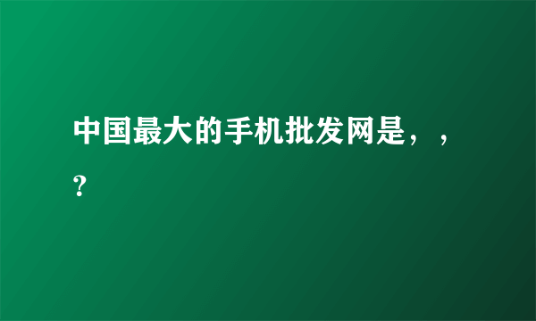 中国最大的手机批发网是，，？