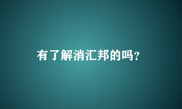 有了解消汇邦的吗？