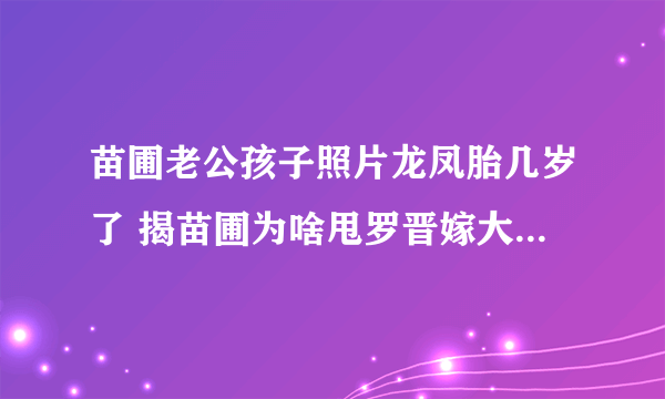 苗圃老公孩子照片龙凤胎几岁了 揭苗圃为啥甩罗晋嫁大21岁陈义红