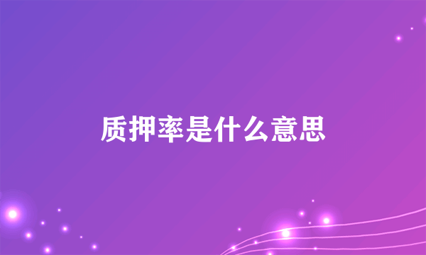 质押率是什么意思