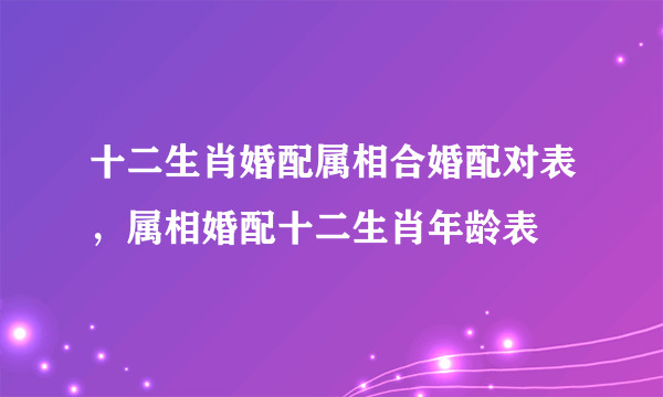 十二生肖婚配属相合婚配对表，属相婚配十二生肖年龄表