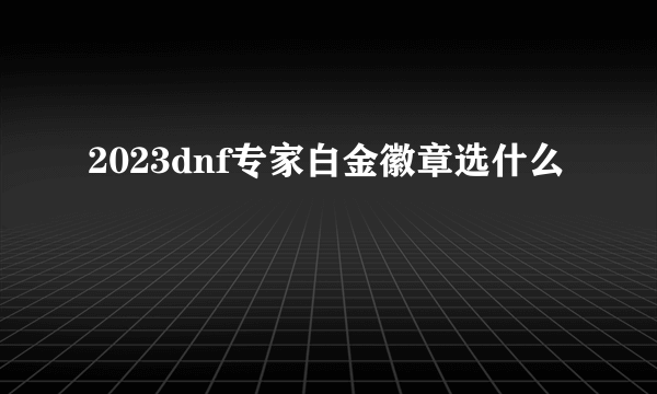 2023dnf专家白金徽章选什么