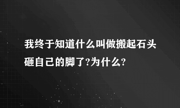 我终于知道什么叫做搬起石头砸自己的脚了?为什么?