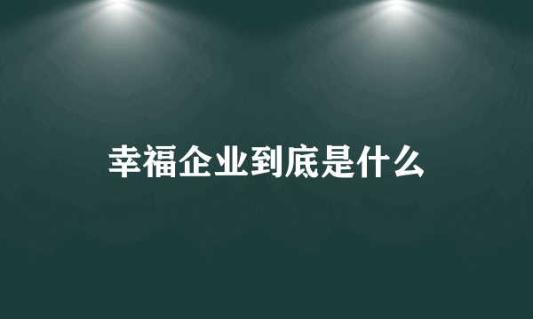 幸福企业到底是什么