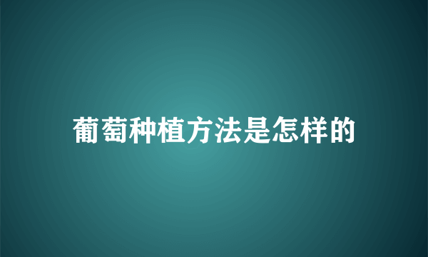 葡萄种植方法是怎样的