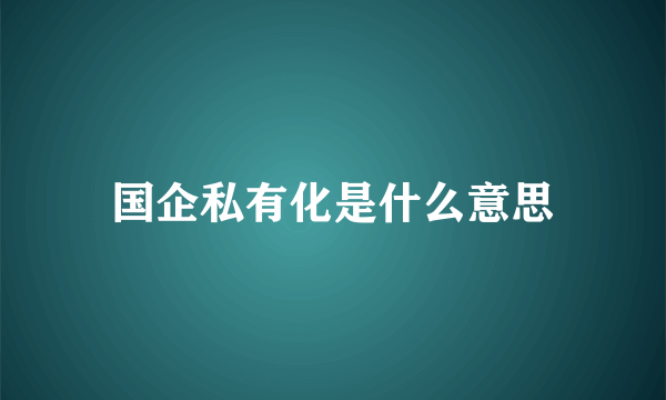 国企私有化是什么意思