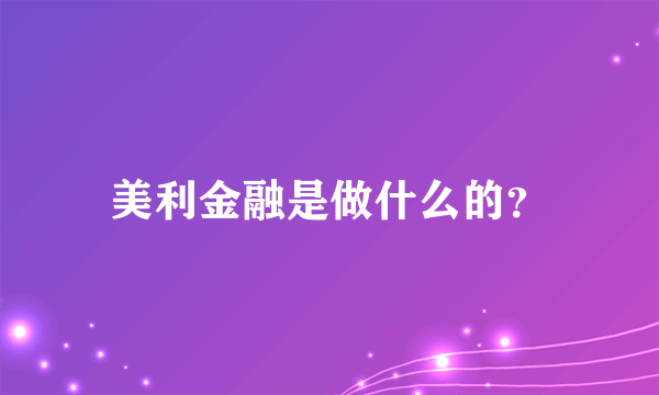 美利金融是做什么的？