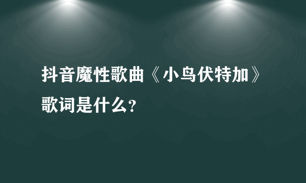 抖音魔性歌曲《小鸟伏特加》歌词是什么？