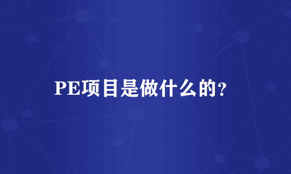 PE项目是做什么的？