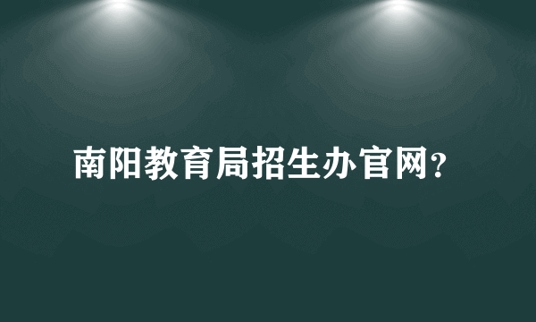 南阳教育局招生办官网？