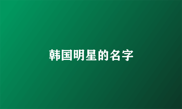 韩国明星的名字