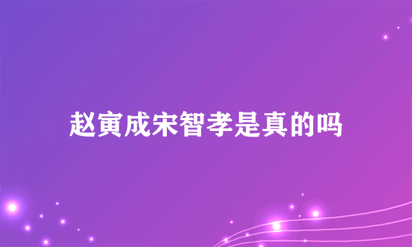 赵寅成宋智孝是真的吗