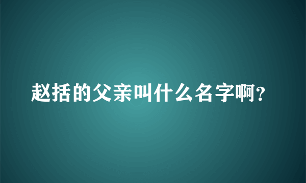 赵括的父亲叫什么名字啊？