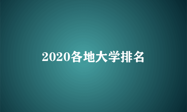 2020各地大学排名