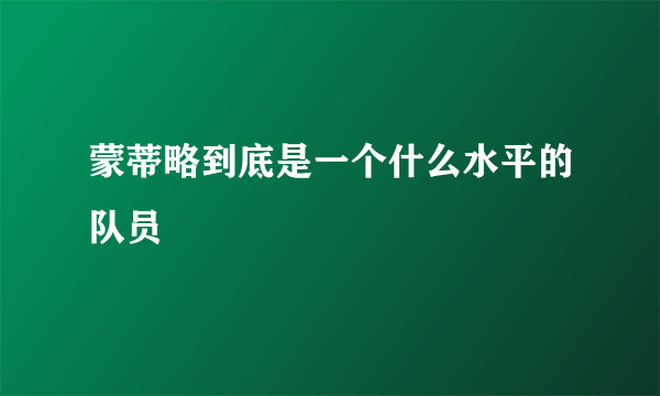 蒙蒂略到底是一个什么水平的队员