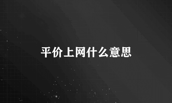 平价上网什么意思