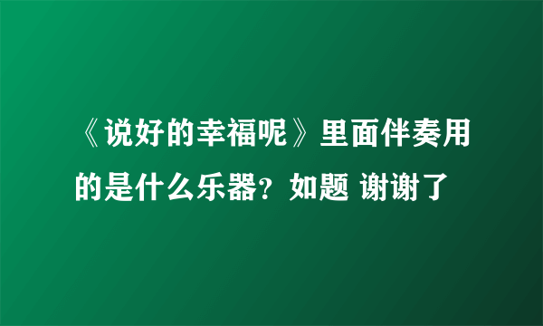 《说好的幸福呢》里面伴奏用的是什么乐器？如题 谢谢了