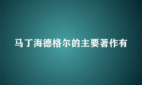 马丁海德格尔的主要著作有