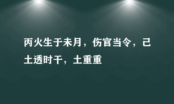 丙火生于未月，伤官当令，己土透时干，土重重