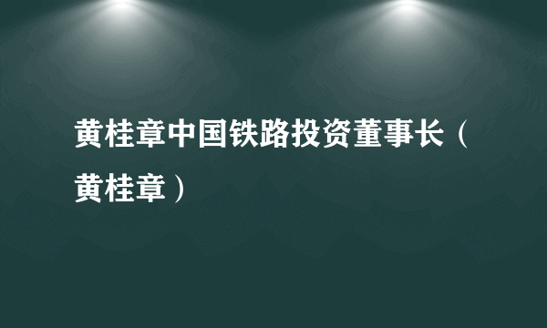 黄桂章中国铁路投资董事长（黄桂章）