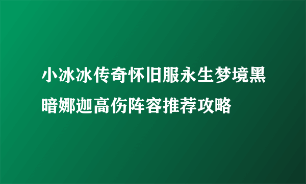 小冰冰传奇怀旧服永生梦境黑暗娜迦高伤阵容推荐攻略