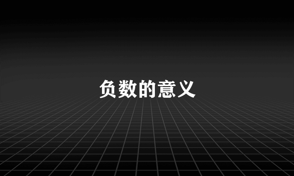 负数的意义