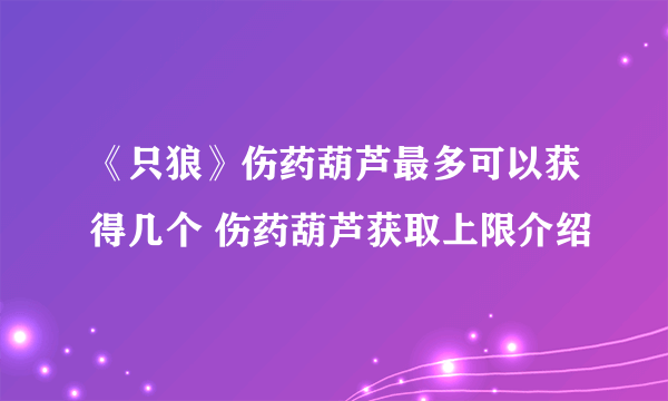 《只狼》伤药葫芦最多可以获得几个 伤药葫芦获取上限介绍