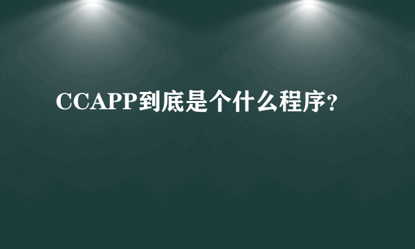 CCAPP到底是个什么程序？