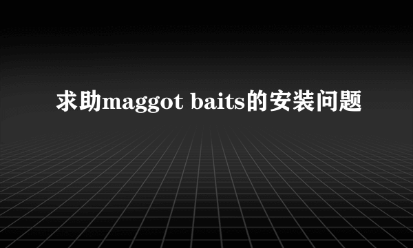 求助maggot baits的安装问题